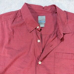 Quiksilver Mens Red Plaid Short Sleeve Button Up Shirt Top Size XL Cotton Rayon